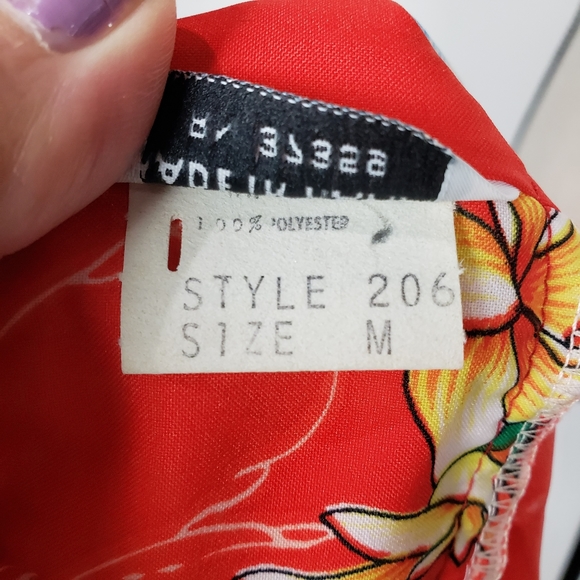 Vintage Hawaiian Red Mumu Floral Short Sleeve Maxi Dress M - Picture 16 of 16
